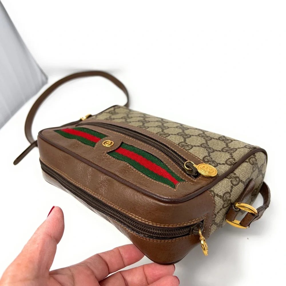 Gucci Brown GG Canvas Crossbody with Green-Red Web Stripe - Picture 10 of 15